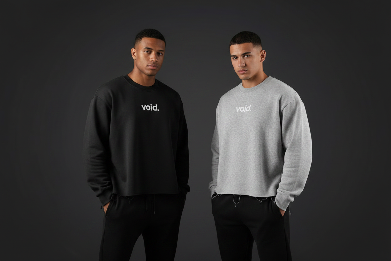theVOIDdrip — Two Models, Cut Hems, No Text